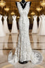 Classy Mermaid V Neckline Lace Ivory Long Wedding Dress Bridal Dresses