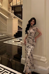 Classy Sheath High Neckline Chiffon Prom Dresses Birthday Outfits Evening Gown