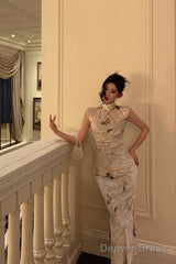 Classy Sheath High Neckline Velvet Flora Prom Dresses Birthday Outfits Evening Gown