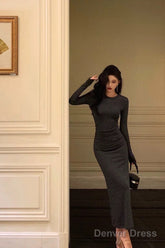 Classy Sheath Scoop Neckline Black Prom Dresses Birthday Outfits Evening Gown