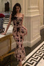 Classy Sheath Spaghetti Straps Floral Backless Prom Dress Birthday Outfits Prom Dresses