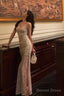 Classy Sheath Spaghetti Straps Floral Long Prom Dresses Birthday Outfits Prom Gowns