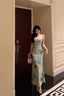 Classy Sheath Spaghetti Straps Mint Green Floral Prom Dresses Birthday Outfits Prom Gowns