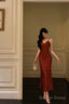 Classy Sheath Spaghetti Straps Red Lace Prom Dresses Birthday Outfits Prom Gowns