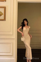 Classy Sheath Spaghetti Straps Satin Flowers Prom Dresses Birthday Outfits