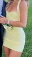 Classy Sheath Sweetheart Neck Yellow Short Mini Prom 8Th Grade Homecoming Dress Middle School Hoco Court Dress 21St Birthday Dresses Hoco Outfits
