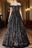 Colorful Black Sequins Off the Shoulder Prom Dresses