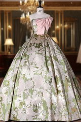 Colorful Strapless Pink Bow Quinceanera Dresses