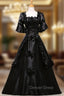 Come In All Styles And Colors Black Ball Gowns Satin Short Sleeve Costume Masquerade Dresses