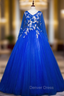 Come In All Styles And Colors Royal Blue Ball Gown Tulle V-neck Appliques Quinceanera Dresses
