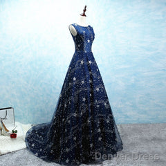 Constellation Style Tulle Navy Starry Prom Dress