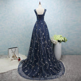 Constellation Style Tulle Navy Starry Prom Dress