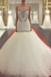 Crystal Beaded Sweetheart Corset Mermaid Wedding Dresses