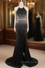 Crystal Mermaid Black Mermaid Prom Dresses Sexy Backless Halter