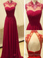 Custom Made A Line High Neck Backless Lace Prom Dress, Long Prom Dress, Bridesmaid Dresses