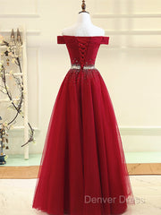 Custom Made Burgundy Off Shoulder Prom Dresses, Burgundy Formal Dresses, Off Shoulder Evening Dresses, Bridesmaid Dresses