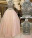 Custom Made High Neck Two Pieces Long Prom Gown, Evening Dresses