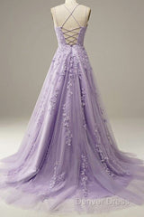 Custom Made Lace Lilac Prom Dresses Violet Purple Long Evening Dresses