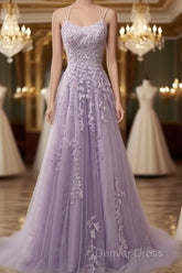 Custom Made Lace Lilac Prom Dresses Violet Purple Long Evening Dresses