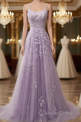 Custom Made Lace Lilac Prom Dresses Violet Purple Long Evening Dresses