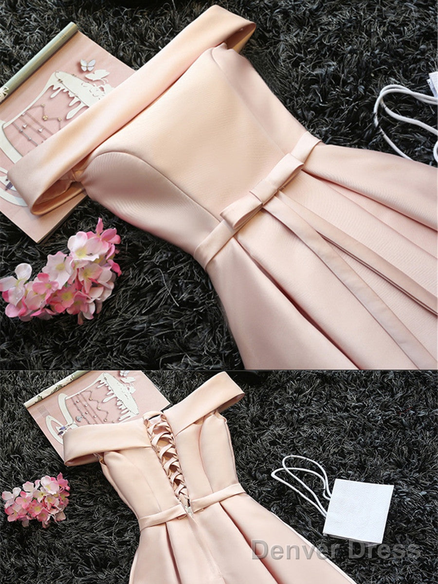 Custom Made Light Pink Off Shoulder Prom Dress, Short Graduation Dress