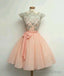 Custom Made Pink Lace Short Prom Dress, Homecoming Dresses