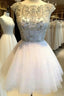 Custom Made Round Neck Ivory Short Prom Dress, Short Homecoming Graduation Dresses