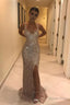 Custom Made Sparkly Sequined V Neck Golden Long Prom Dress with Leg Slit, Shiny Golden Prom Dress, Formal Dresses, Graduation Dresses