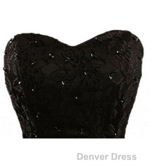 Sweetheart Short Black Lace Prom Dresses, Black Lace Graduation / Homecoming Dresses