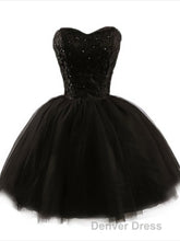 Sweetheart Short Black Lace Prom Dresses, Black Lace Graduation / Homecoming Dresses