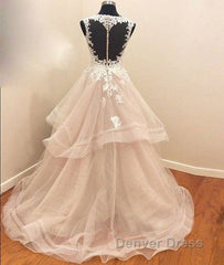 Custom Made Tulle Lace Long Prom Gown, Lace Evning Dresses