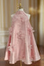 Cute A Line Halter Pink Travel Vacation Dress Short Satin Birthday Dresses