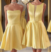 Cute A-line Short Yellow Homecoming Dresses,Elegant Graduation Dresses