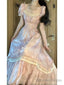 Cute A Line Square Neckline Pink Lace Long Prom Dress Night Dresses Birthday Outfits