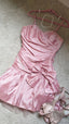 Cute A Line Straps Pink Satin Homecoming Dress Short Birthday Dresses With Bow
