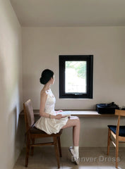 Cute Ball Gown Spaghetti Straps White Satin Short Ballet Skirt Birthday Dresses Birthday Outfits