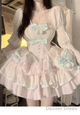 Cute Ball Gown Square Neckline Pink Satin Short Birthday Dresses Birthday Outfits