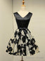 Cute Black Knee Length Lace Homecoming Dress, Prom Dresses