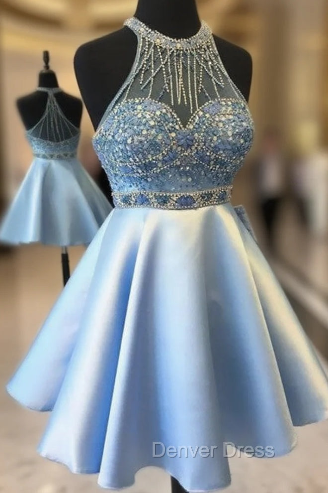 Cute Blue Short Prom Dresses, Blue Homecoming Dresses – Denver Dress