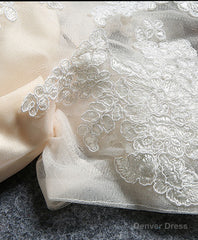 Cute Champagne Lace Short Prom Dress, Homecoming Dress