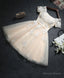 Cute Champagne Lace Short Prom Dress, Homecoming Dresses