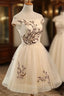 Cute Champagne Off Shoulder Knee Length Prom Dress , Lovely Prom Dresses