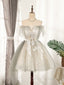 Cute Gray Tulle Lace Short Prom Dress, Gray Tulle Puffy Homecoming Dresses