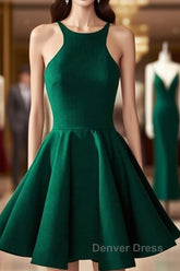 Cute Green Backless Short Prom Dresses, Green Homecoming Dresses