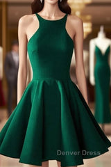 Cute Green Backless Short Prom Dresses, Green Homecoming Dresses