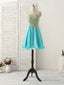 Cute Green Lace Applique Short Prom Dress Green Homecoming Dress