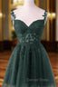 Cute Green Tulle Short Straps Sweetheart Homecoming Dress, Green Short Prom Dresses