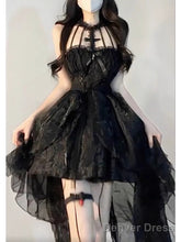 Cute High Low High Neckline Black Ruffles Party Beach Dresses Birthday Outfits