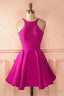 Cute Hot Pink Backless Short Homecoming Dress Prom Dresses