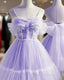 Cute Lavender Tulle Short Straps Homecoming Dressess, Tulle Sweetheart Prom Dresses